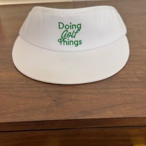White Golf Visor with Green Embroidery “Doing Golf Things”